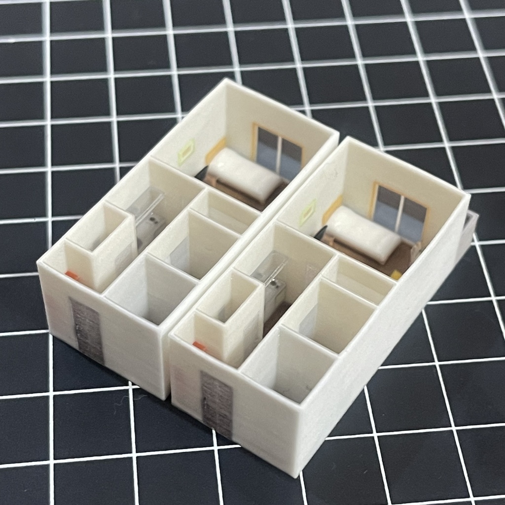 完成品 1/200 ミニチュア マンション二軒 ミニチュアイメージ フルカラー3Dプリンター ドールハウス 住宅模型 ジオラマに