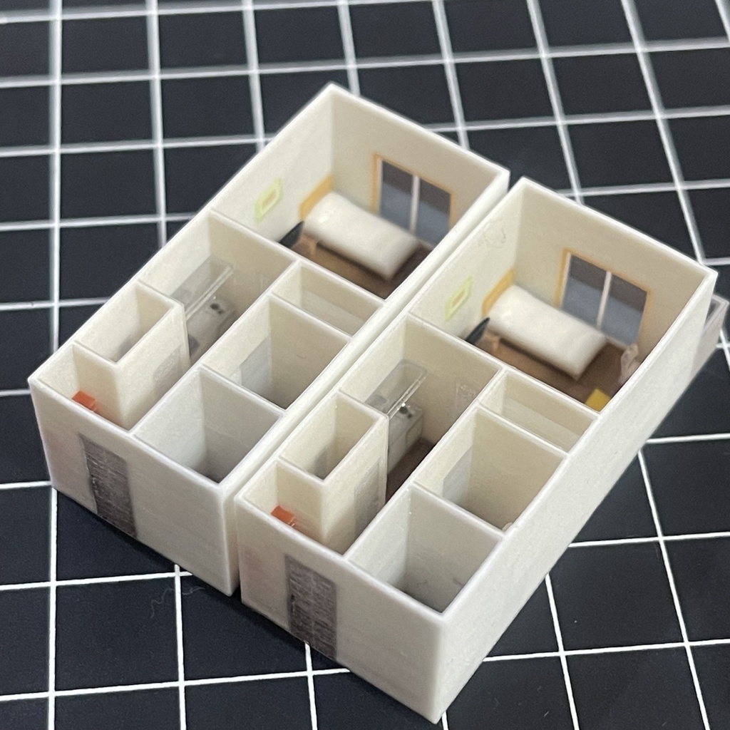 完成品 1/200 ミニチュア マンション二軒 ミニチュアイメージ フルカラー3Dプリンター ドールハウス 住宅模型 ジオラマに