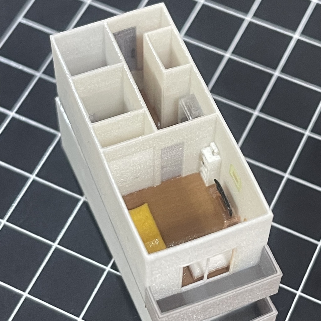 完成品 1/200 ミニチュア マンション二軒 ミニチュアイメージ フルカラー3Dプリンター ドールハウス 住宅模型 ジオラマに