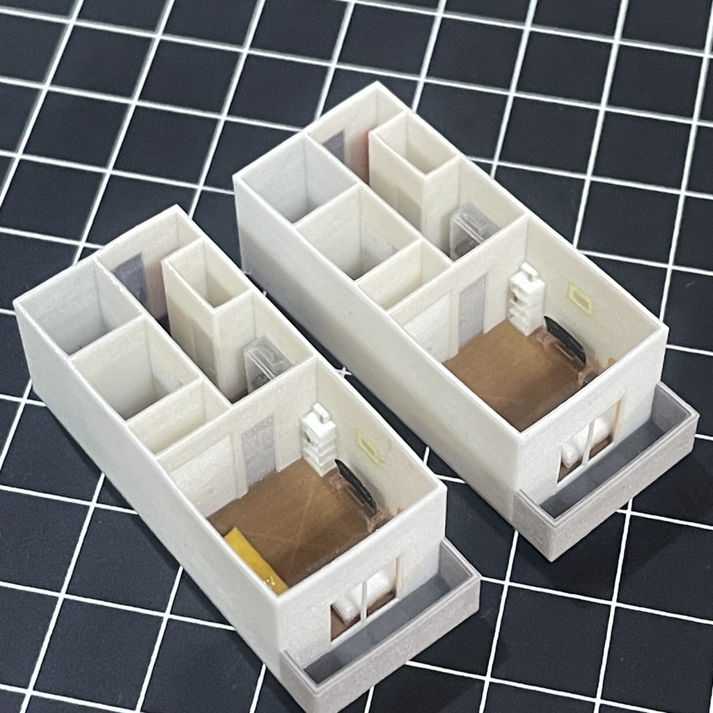 完成品 1/200 ミニチュア マンション二軒 ミニチュアイメージ フルカラー3Dプリンター ドールハウス 住宅模型 ジオラマに