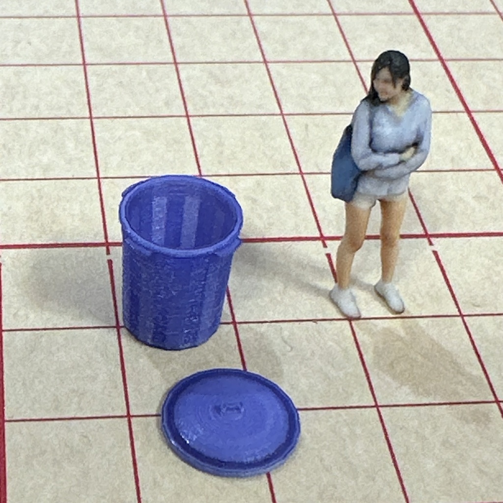 完成品 1/64 ポリバケツ ゴミ箱 ミニチュア フィギュアに ジオラマに ミニカーに ミニチュアイメージ リアルフィギュア フルカラー3Dプリンター