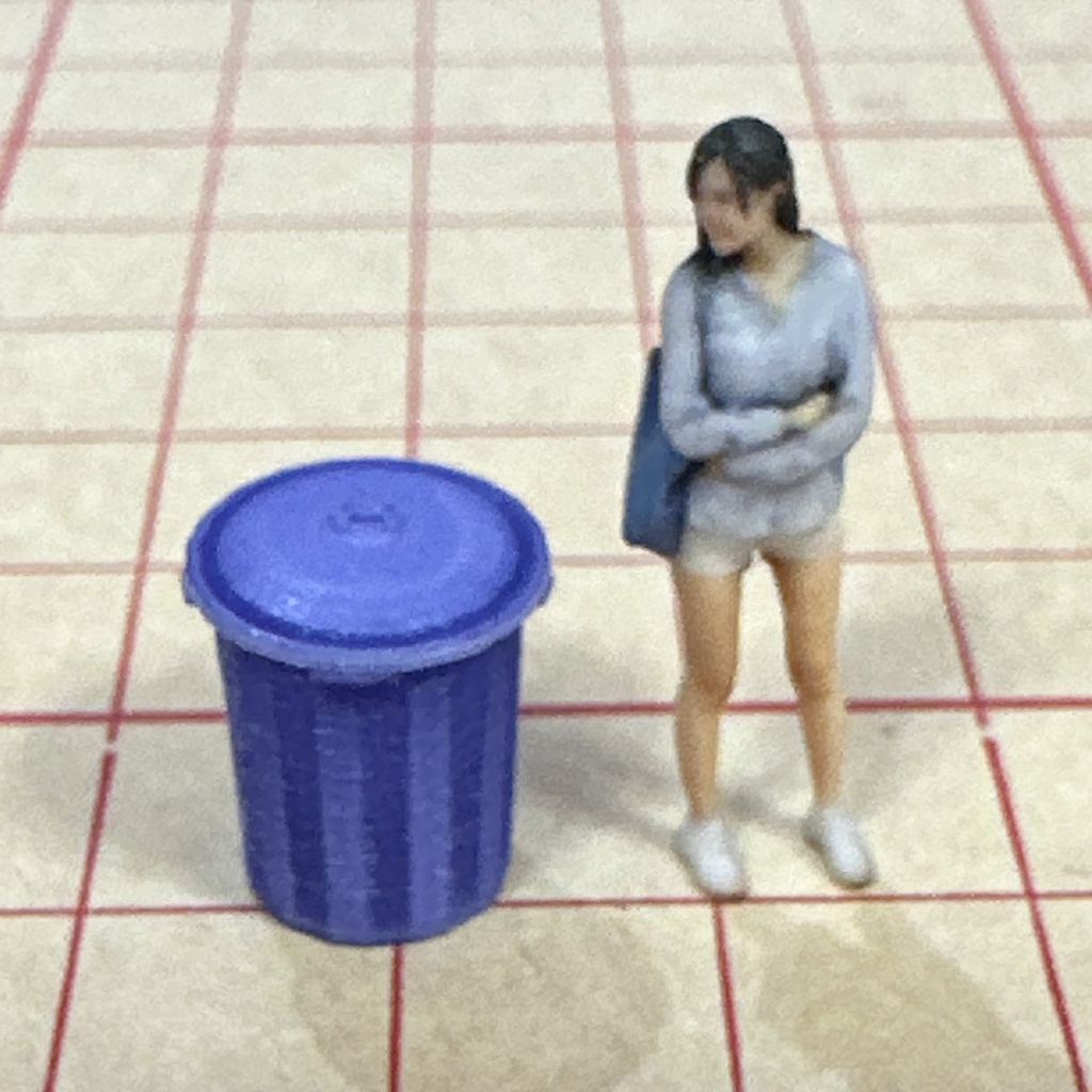 完成品 1/64 ポリバケツ ゴミ箱 ミニチュア フィギュアに ジオラマに ミニカーに ミニチュアイメージ リアルフィギュア フルカラー3Dプリンター