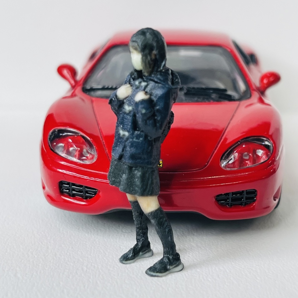 完成品 1/43 JKNM 女子高生 フィギュア リアルフィギュア 完成品 塗装済完成品 ミニカーに ジオラマに ミニチュアイメージ フルカラー3Dプリンター 3D人物 人物3D