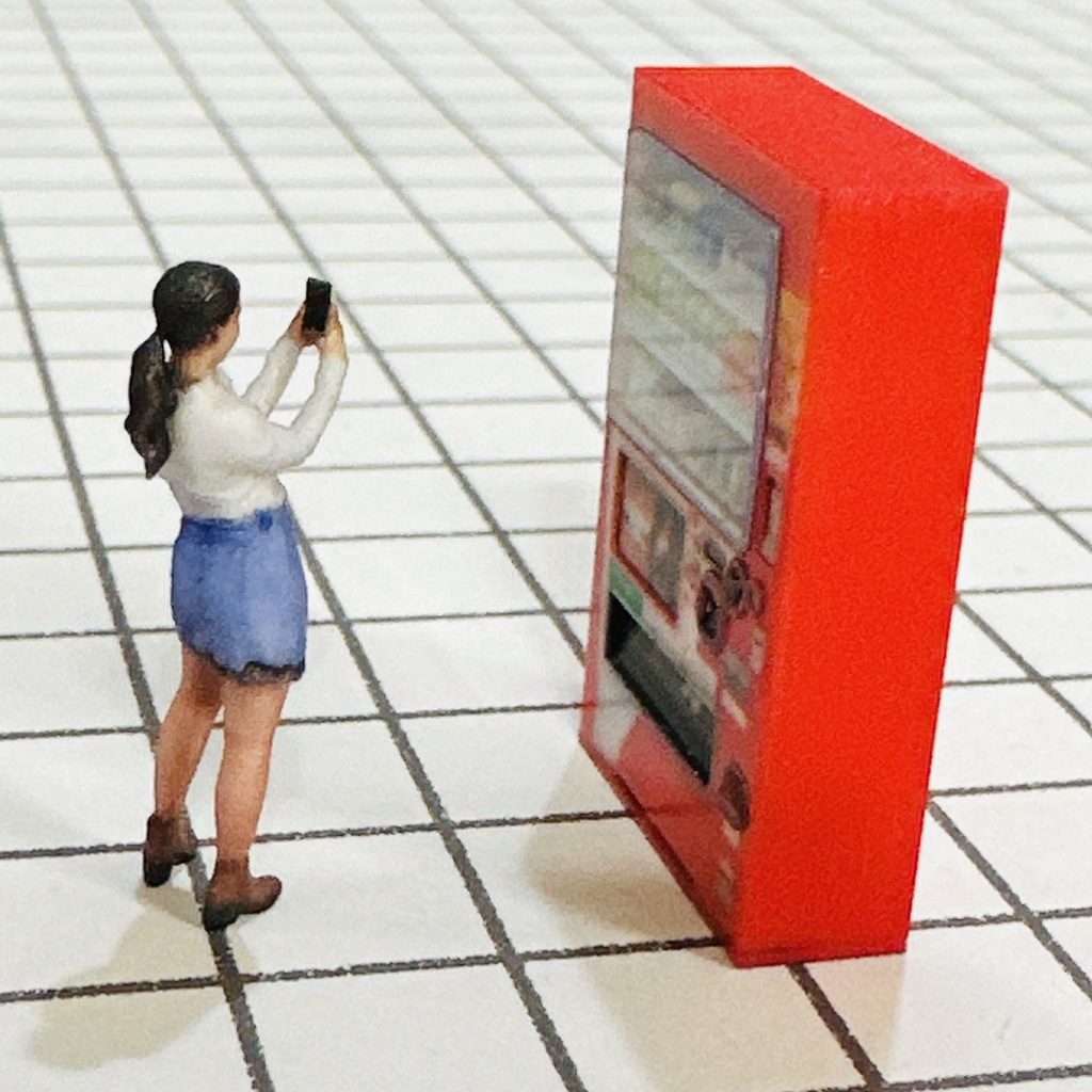 フルカラー3D立体タイプ 1/64 自販機 赤 ミニチュア ミニカーに ジオラマに ミニチュアイメージ フルカラー3Dプリンター