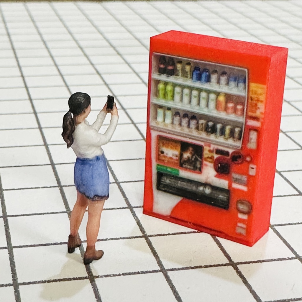 フルカラー3D立体タイプ 1/64 自販機 赤 ミニチュア ミニカーに ジオラマに ミニチュアイメージ フルカラー3Dプリンター