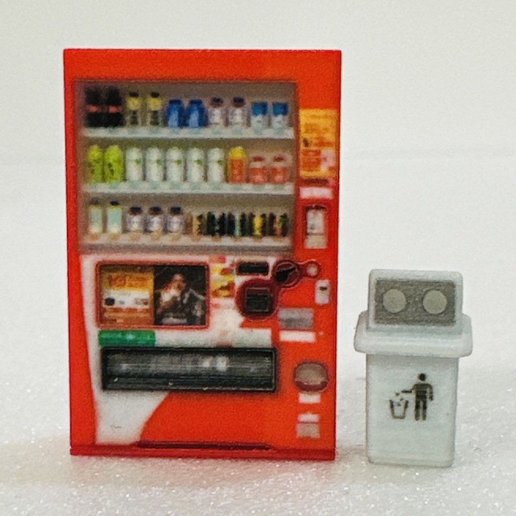 1/64 立体タイプ自販機+空き缶入れ ミニチュア フィギュアに ジオラマに ミニカーに