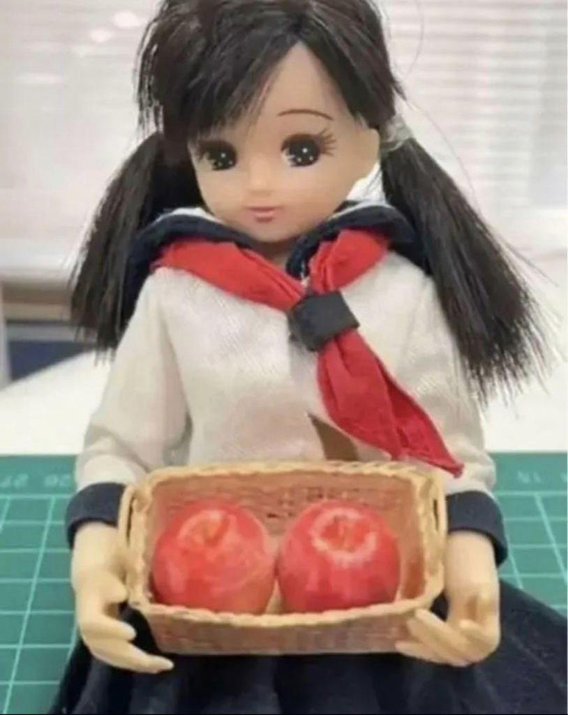 ミニチュア りんご カゴ ドールハウスに フィギュアに ミニチュアフード ミニチュアイメージ フルカラー3Dプリンター リカちゃんに ドールハウスに
