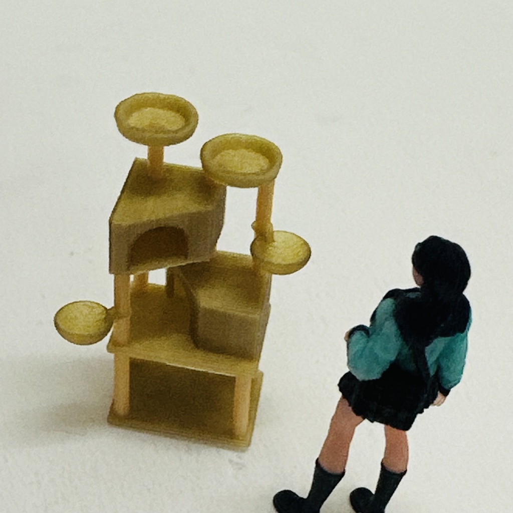 1/64 キャットタワー ミニチュア フィギュアに ジオラマに 住宅模型 建築模型 ミニチュアイメージ 3Dプリンター