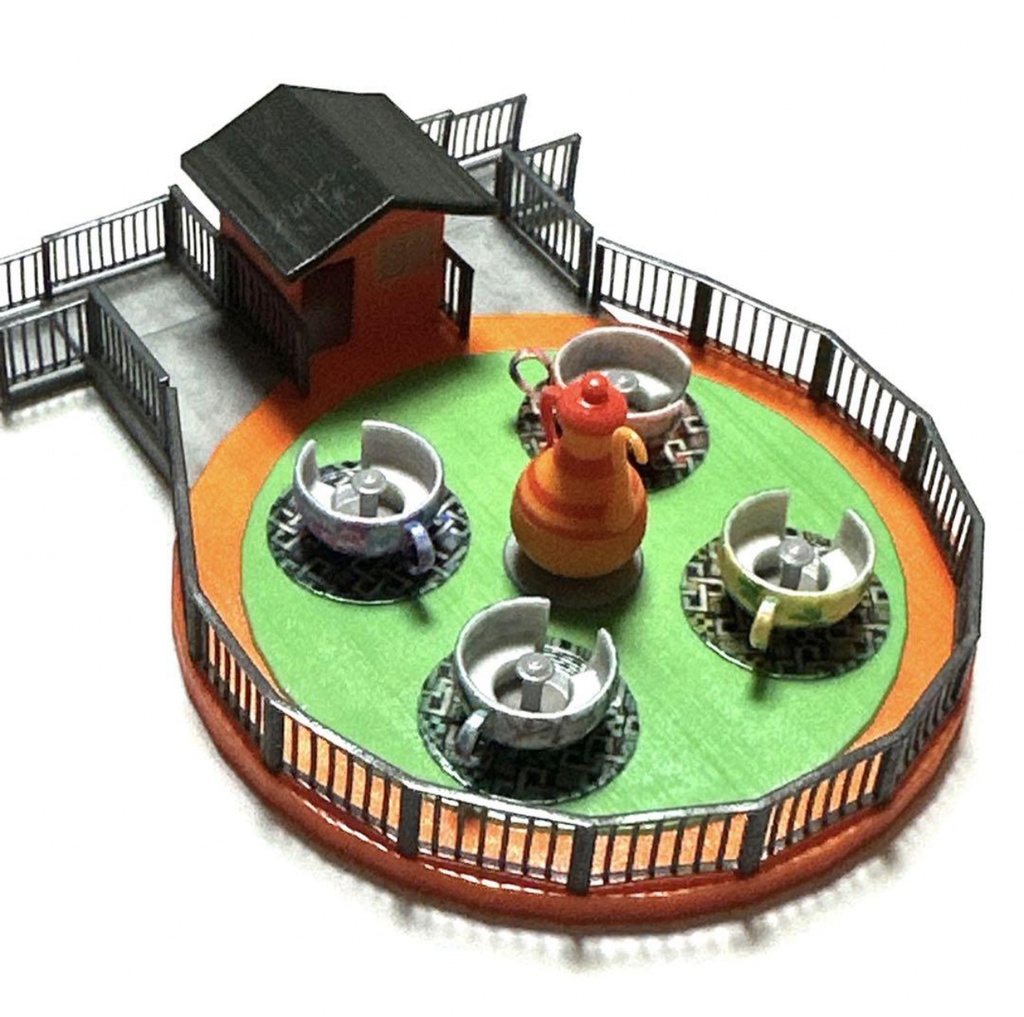 Nゲージ 1/150 遊園地 コーヒーカップ ストラクチャー ジオラマ レイアウト 住宅模型に ミニチュア 3D ミニチュアイメージ
