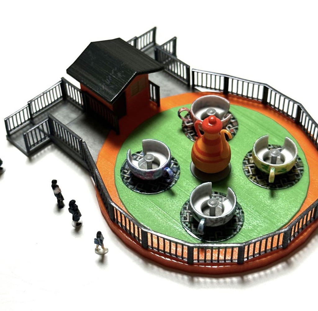 Nゲージ 1/150 遊園地 コーヒーカップ ストラクチャー ジオラマ レイアウト 住宅模型に ミニチュア 3D ミニチュアイメージ