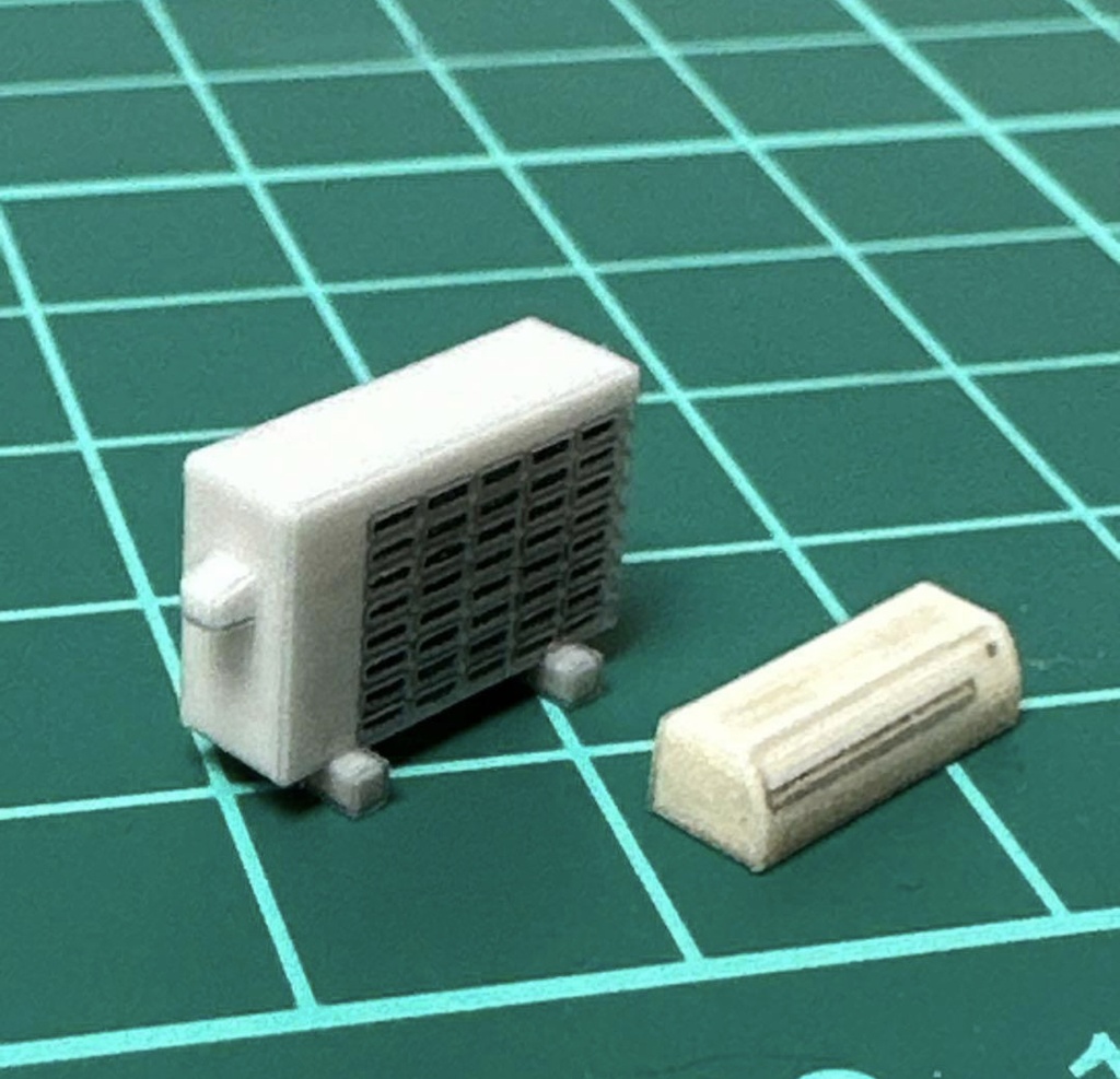 完成品 1/64 エアコン 室外機 ミニチュア フィギュアに ジオラマ みにかに 住宅模型に 3D ミニチュアイメージ