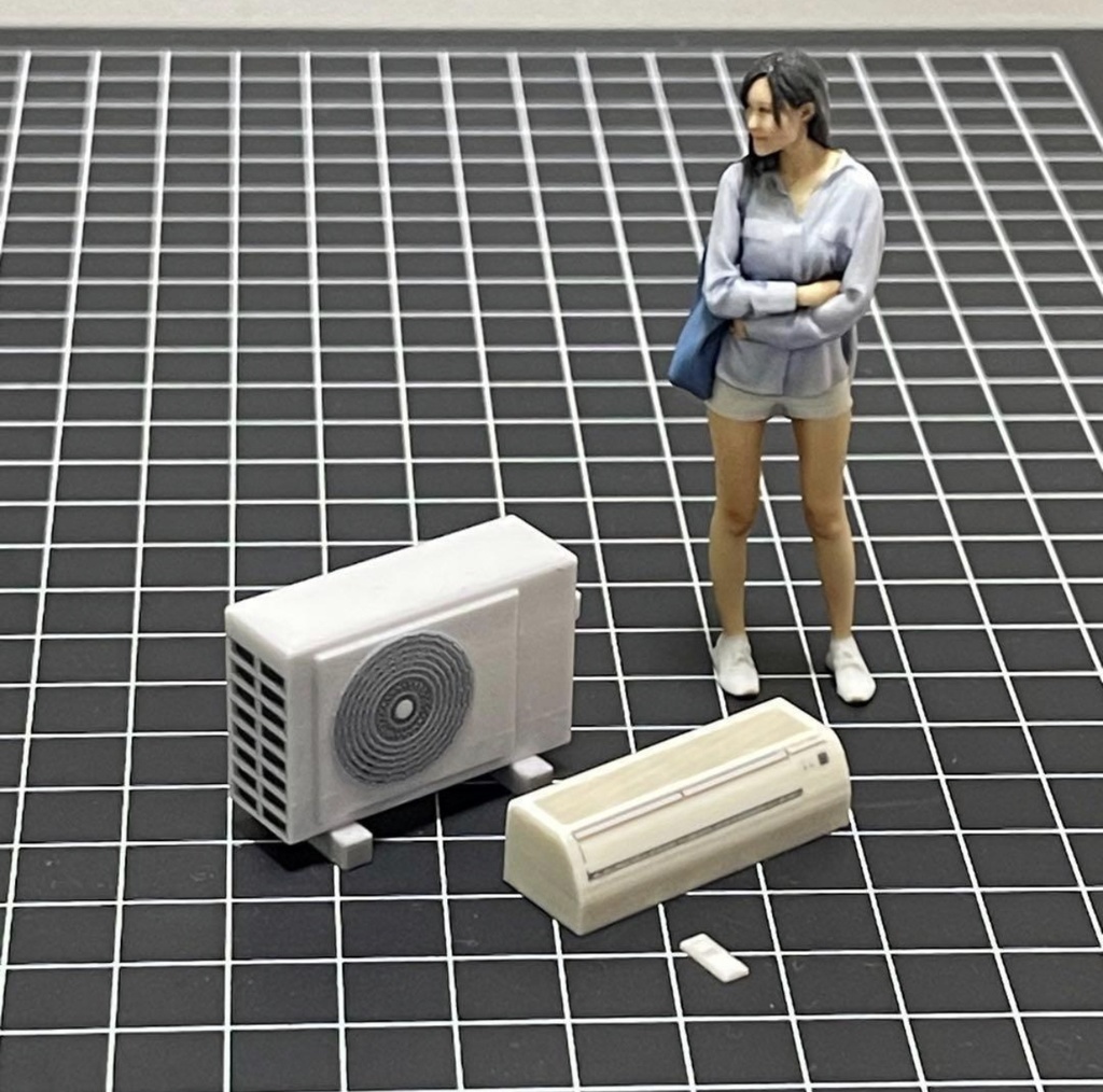 完成品 1/24 エアコン 室外機 リモコン ミニチュア フィギュアに ドールハウスに ジオラマ ミニカーに リアルフィギュア 3D