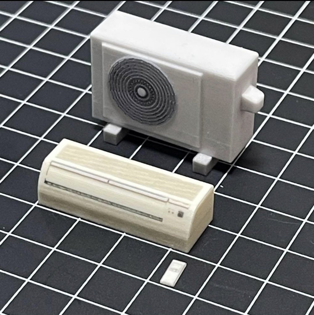 完成品 1/24 エアコン 室外機 リモコン ミニチュア フィギュアに ドールハウスに ジオラマ ミニカーに リアルフィギュア 3D