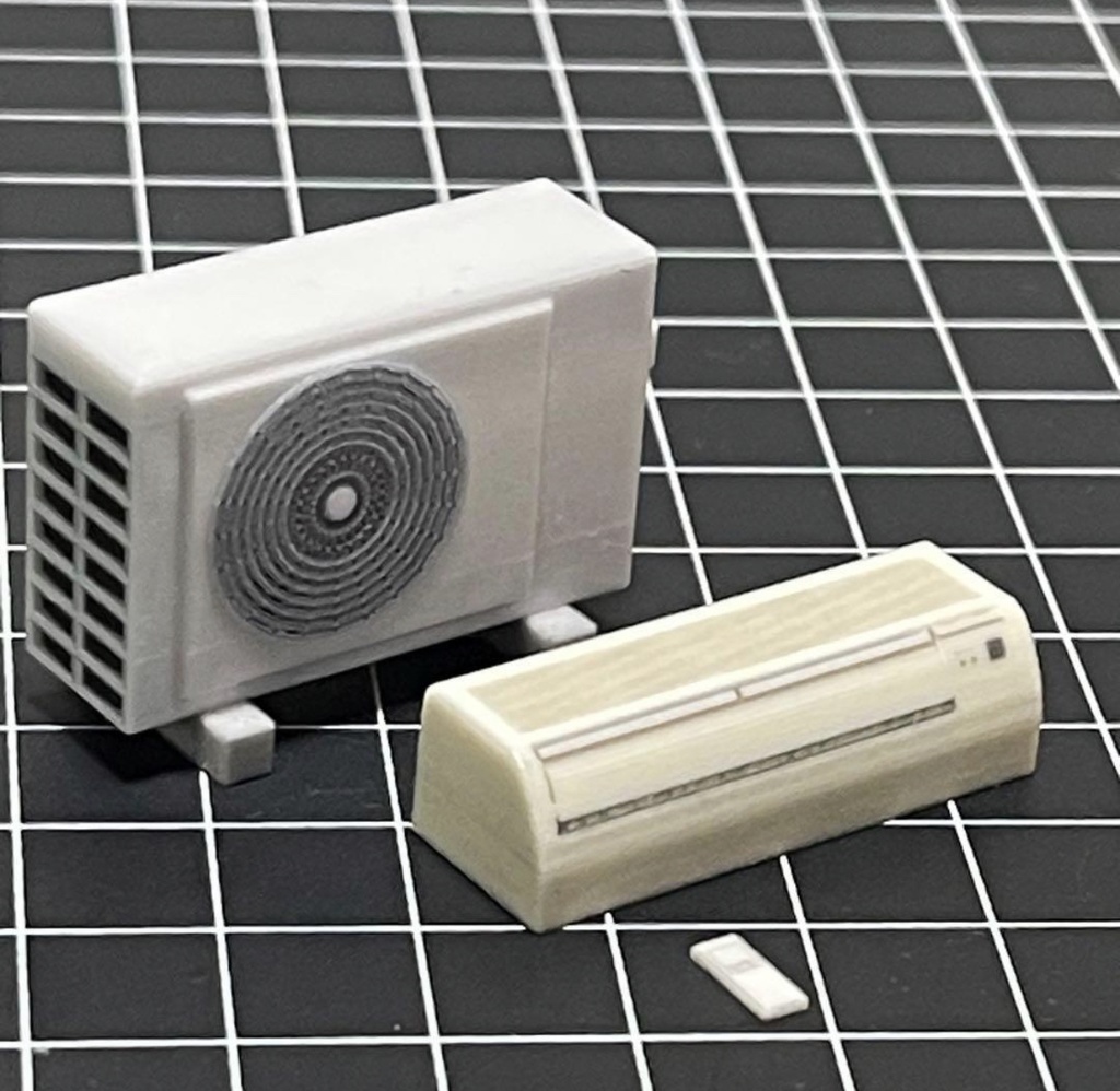 完成品 1/24 エアコン 室外機 リモコン ミニチュア フィギュアに ドールハウスに ジオラマ ミニカーに リアルフィギュア 3D