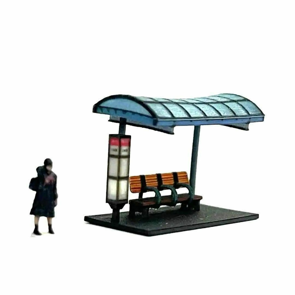 Nゲージ 1/150 バス停 1/64より小 ジオラマに 鉄道模型 レイアウトに ミニチュア 3D