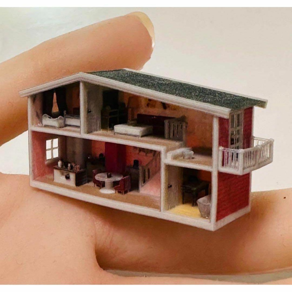 完成品　ミニミニドールハウス　ミニチュア　ドールハウス　ジオラマ　３D