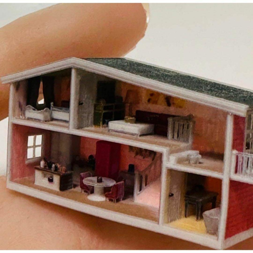 完成品　ミニミニドールハウス　ミニチュア　ドールハウス　ジオラマ　３D