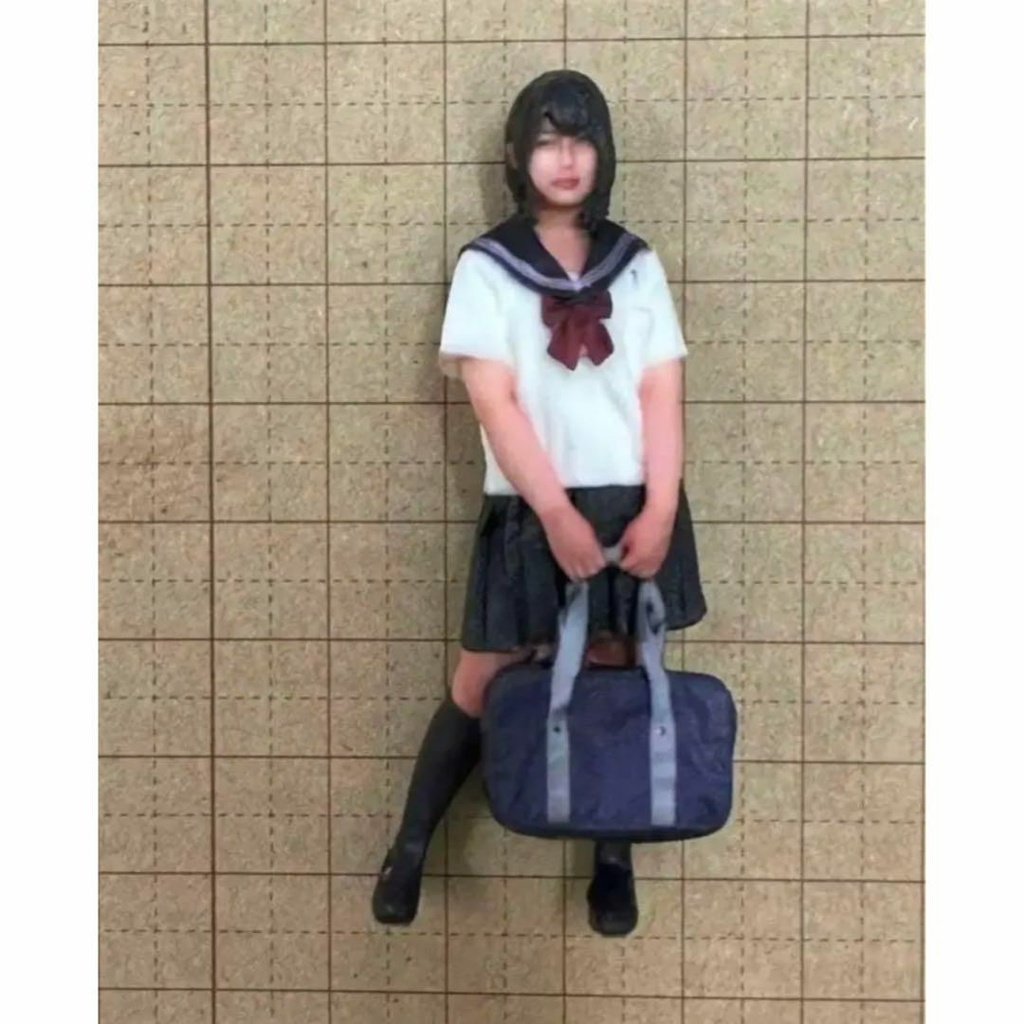 1/24 完成品 JKN 女子高生 フィギュア ジオラマに ミニチュアイメージ ミニカーに 3D 3Dフィギュア