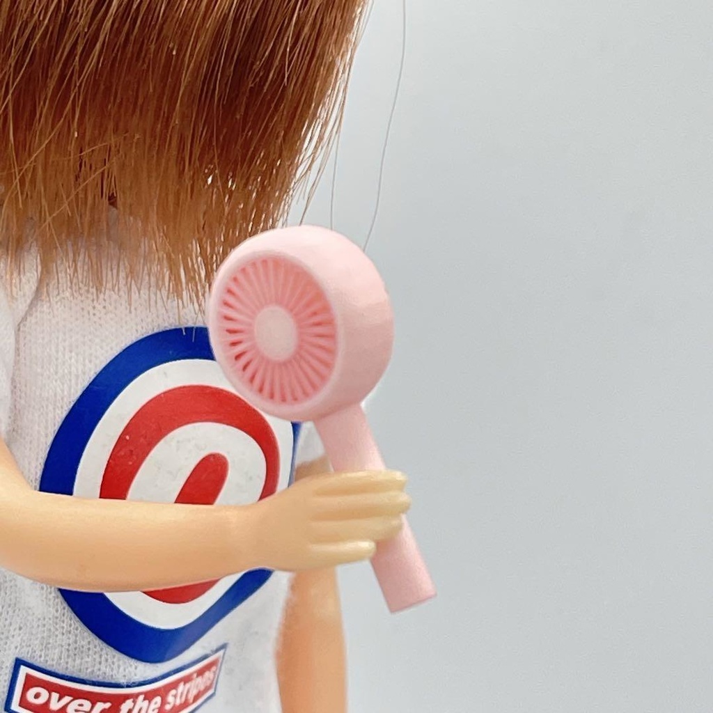 30mm ミニチュア ハンディファン ピンク リカちゃんに ブライスに シルバニアに 3D ドールハウスに