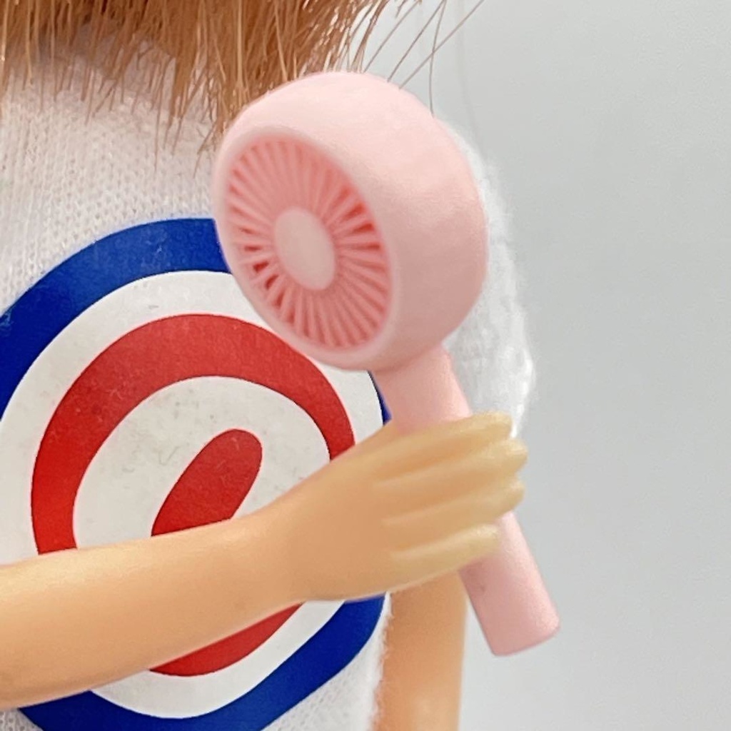 30mm ミニチュア ハンディファン ピンク リカちゃんに ブライスに シルバニアに 3D ドールハウスに
