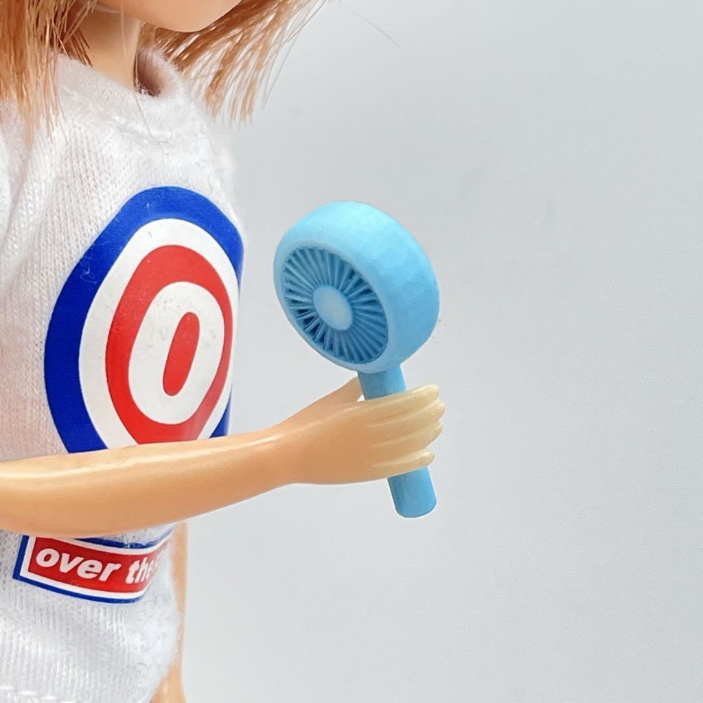 3㎝ ミニチュア ハンディファン 水色 リカちゃんに ブライスに ドールに 人形に ミニチュアイメージ 3Dプリンター