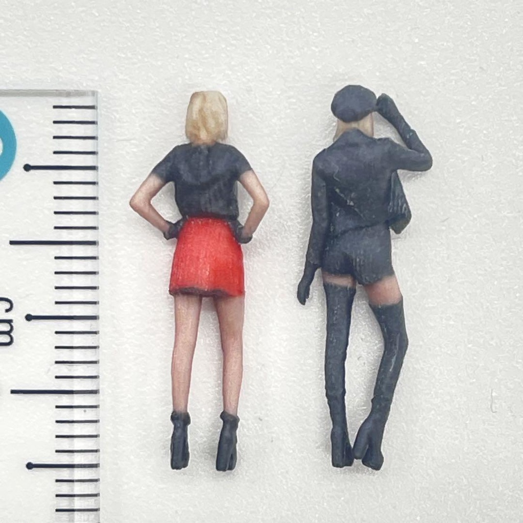 完成品 1/64 リオナ フィギュア2体 ミニチュア ミニカーに ジオラマに ミニチュアイメージ 3Dプリンター フルカラー