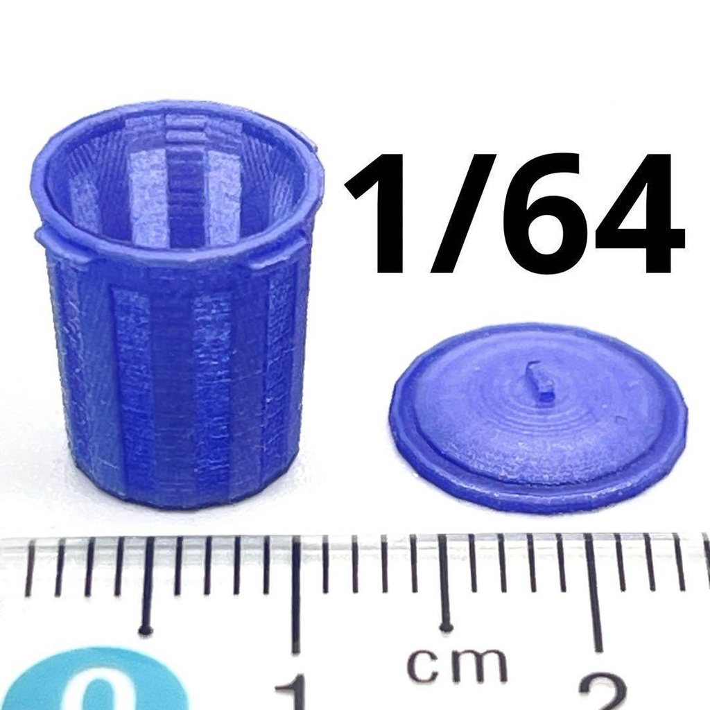 1/64 ポリバケツ　ミニチュア　ミニチュアイメージ　ジオラマに　レイアウトに　ミニカーに　３Dプリンター　３D