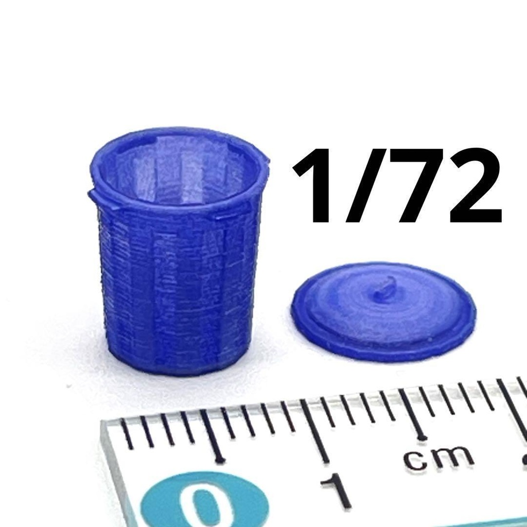 1/72 　ポリバケツ　ゴミ箱　ミニチュアイメージ　ミニチュア　ジオラマ　レイアウト　ミニカーに　３Dプリンター　３D