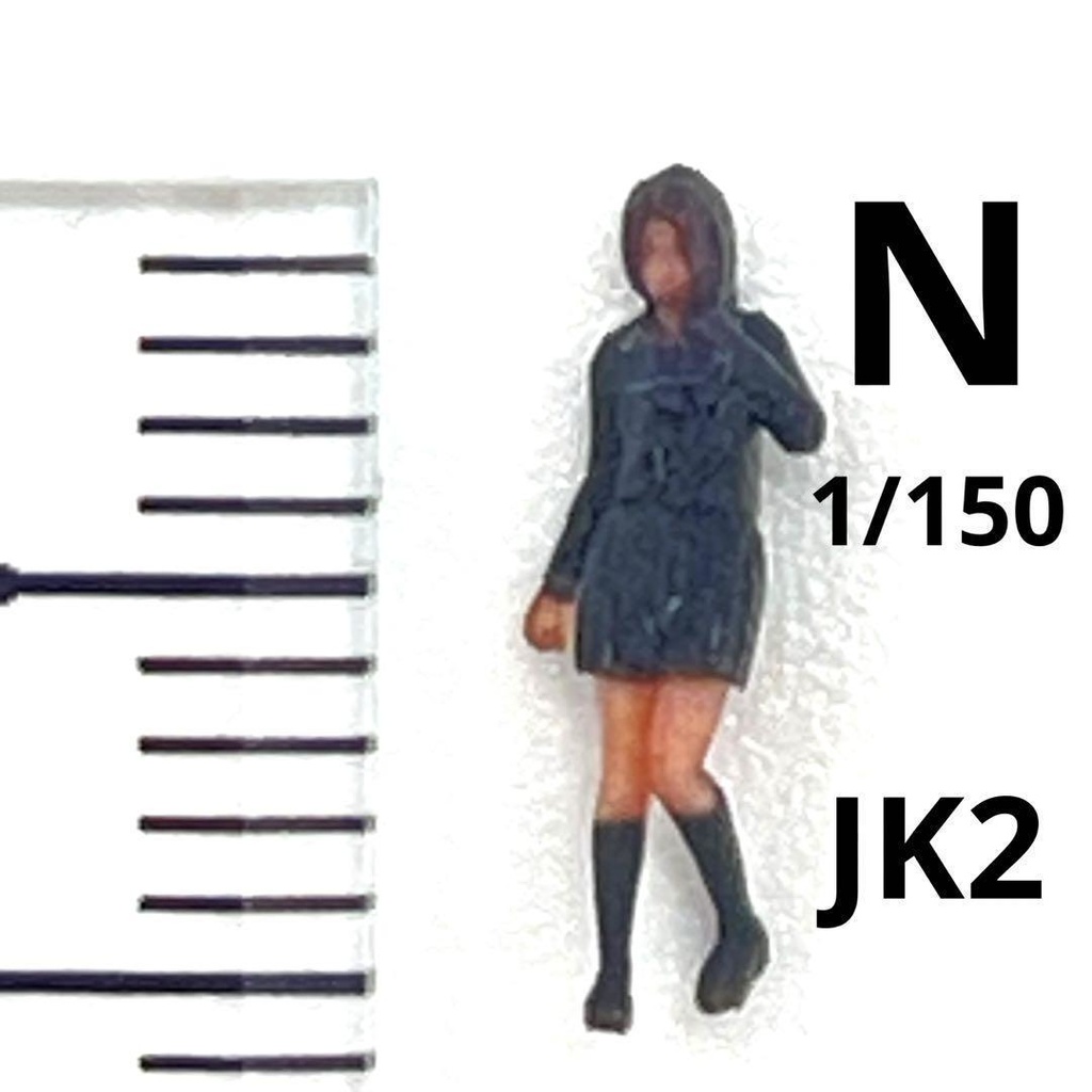 Nゲージ　1/150 鉄道模型　JK2　フィギュア　リアルフィギュア　完成品　女子高生　ミニチュア　ジオラマ　レイアウト　３D