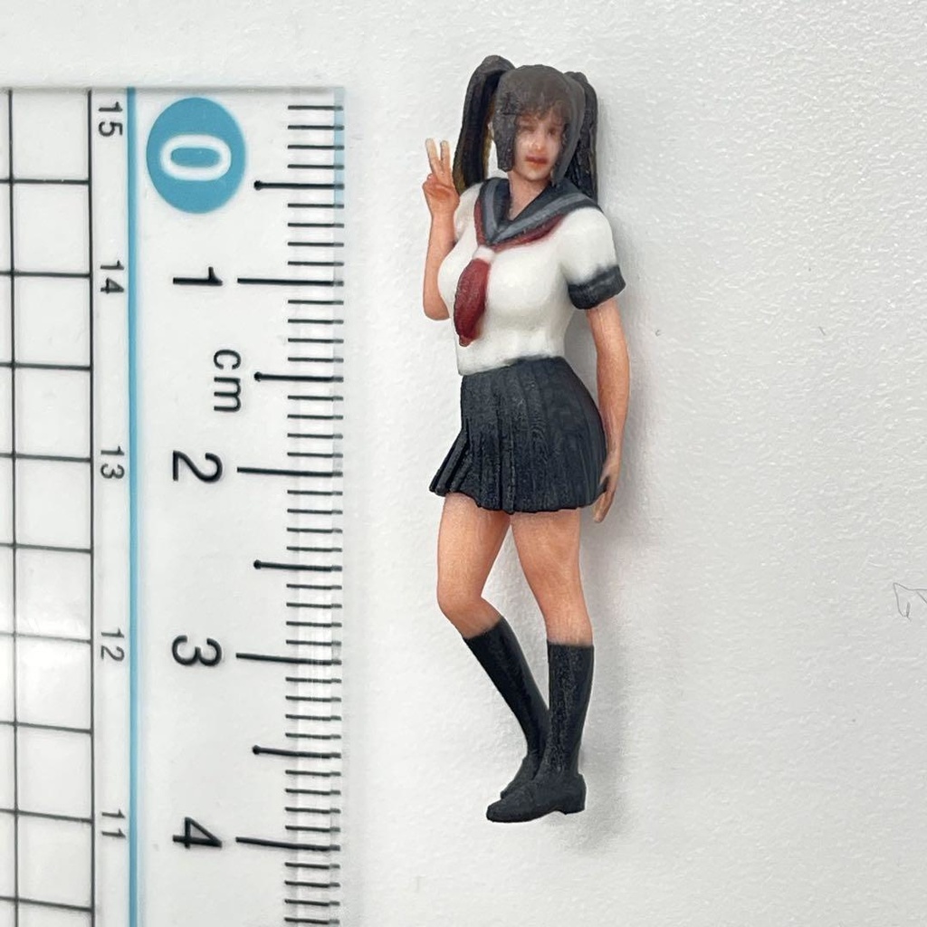 1/43 JK17 フィギュア リアルフィギュア 完成品 女子高生 ピース ミニチュアイメージ 3D人物 ミニカーに ジオラマに