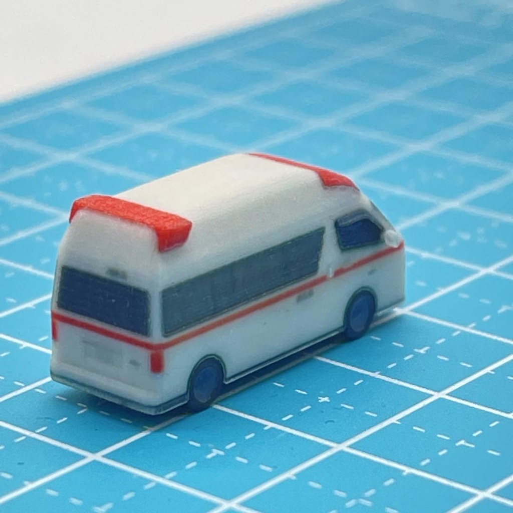 Zゲージ 1/220 救急車 ミニチュア ミニカー フィギュアに ジオラマに レイアウトに 住宅模型に 鉄道模型 3Dプリンター ミニチュアイメージ