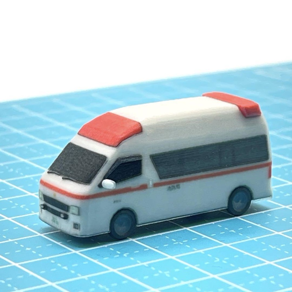 Nゲージ 救急車 1/150 ミニチュア ミニカー フィギュア 鉄道模型 ジオラマ レイアウト 住宅模型に ミニチュアイメージ 3Dプリンター