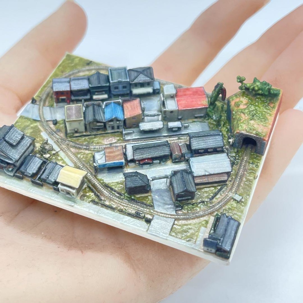 ミニチュア 横幅7cm ミニジオラマ ジオラマ レイアウト 鉄道模型 3D ドールハウスに 食玩フィギュアに ミニチュアイメージ 昭和レトロ