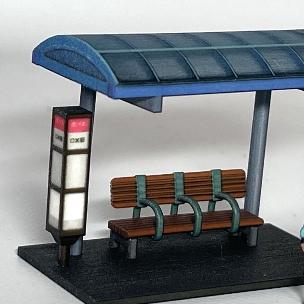 HOゲージ 1/80 バス停 ミニチュア 鉄道模型 ジオラマ レイアウト ミニチュアイメージ 3D 住宅模型 建築模型