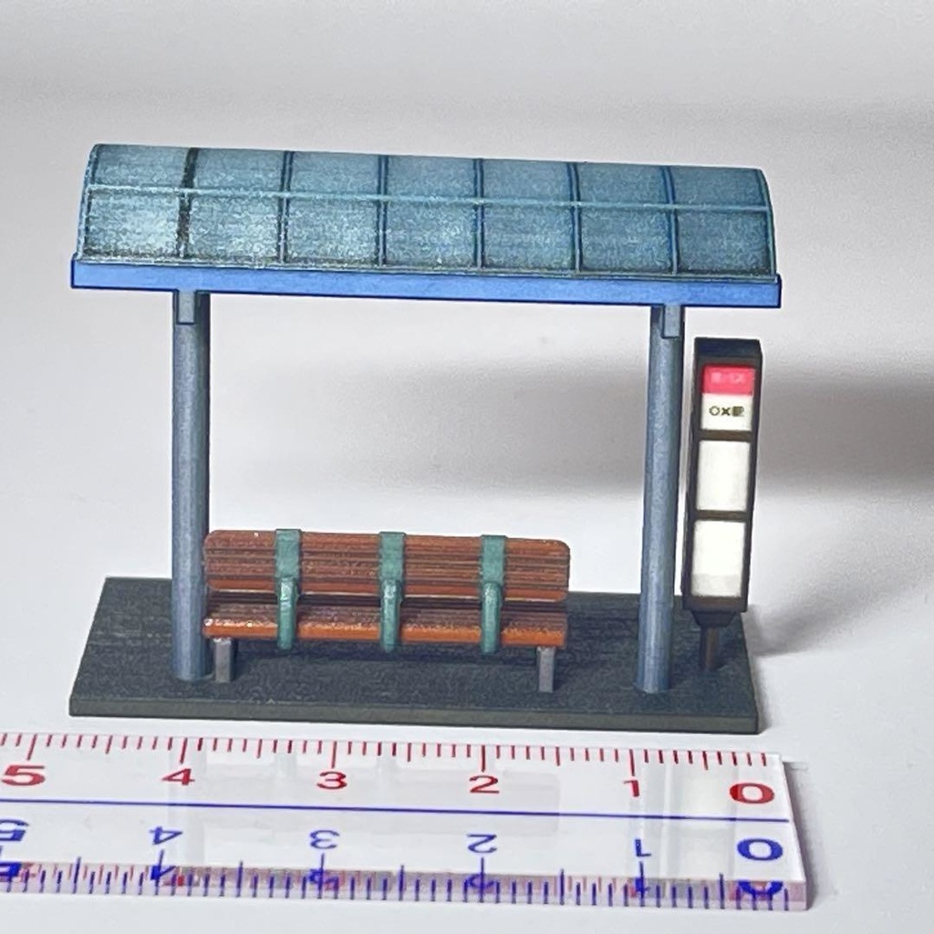 HOゲージ 1/80 バス停 ミニチュア 鉄道模型 ジオラマ レイアウト ミニチュアイメージ 3D 住宅模型 建築模型
