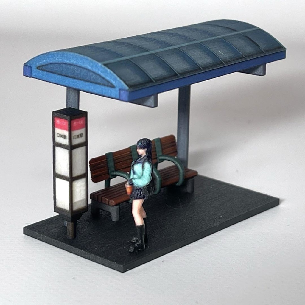 HOゲージ 1/80 バス停 ミニチュア 鉄道模型 ジオラマ レイアウト ミニチュアイメージ 3D 住宅模型 建築模型