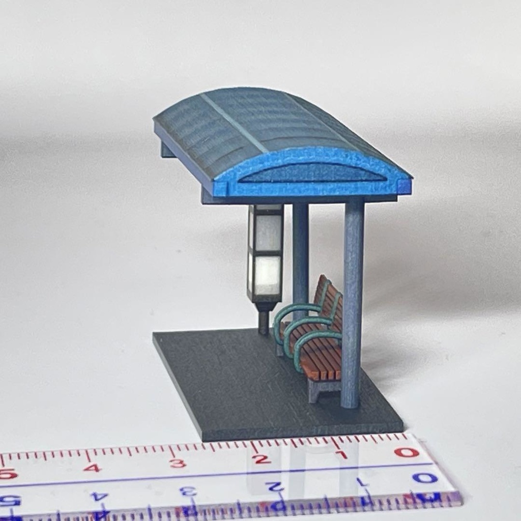 HOゲージ 1/80 バス停 ミニチュア 鉄道模型 ジオラマ レイアウト ミニチュアイメージ 3D 住宅模型 建築模型