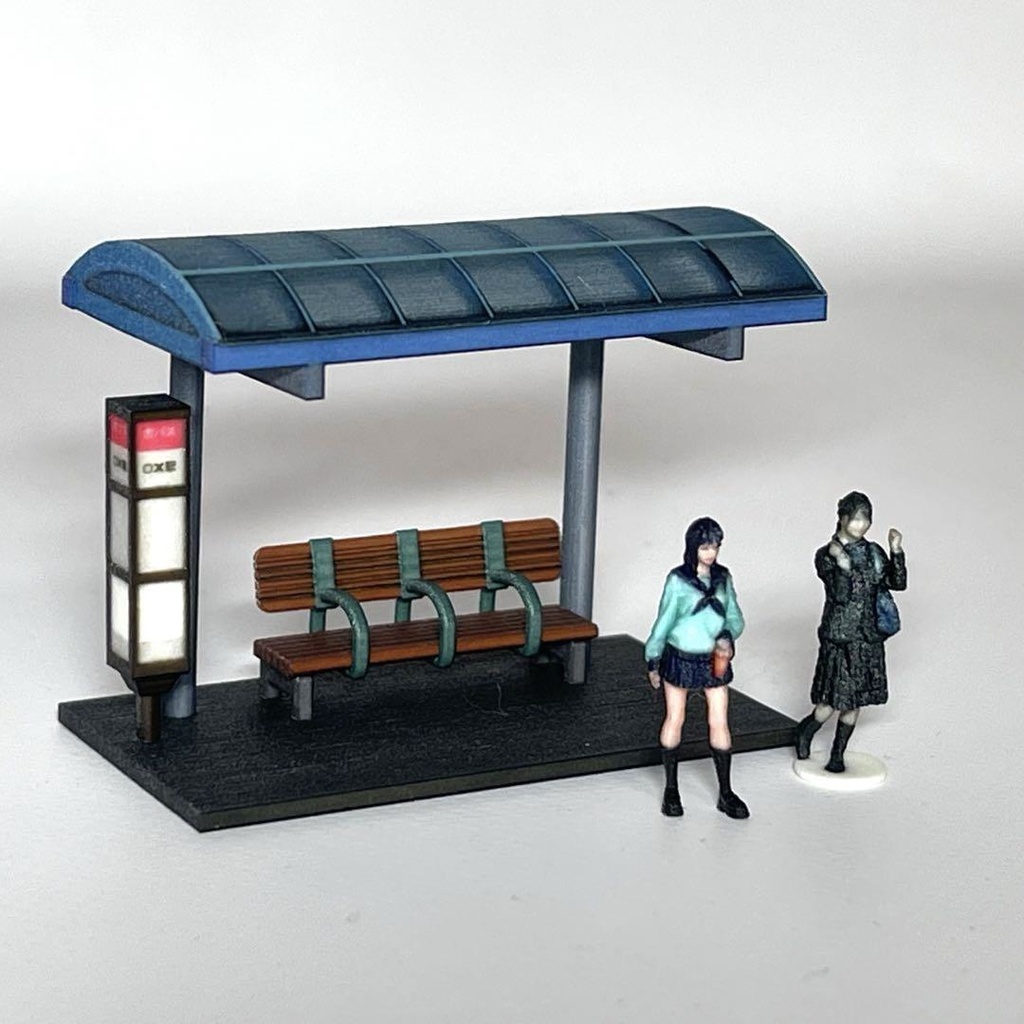 HOゲージ 1/80 バス停 ミニチュア 鉄道模型 ジオラマ レイアウト ミニチュアイメージ 3D 住宅模型 建築模型