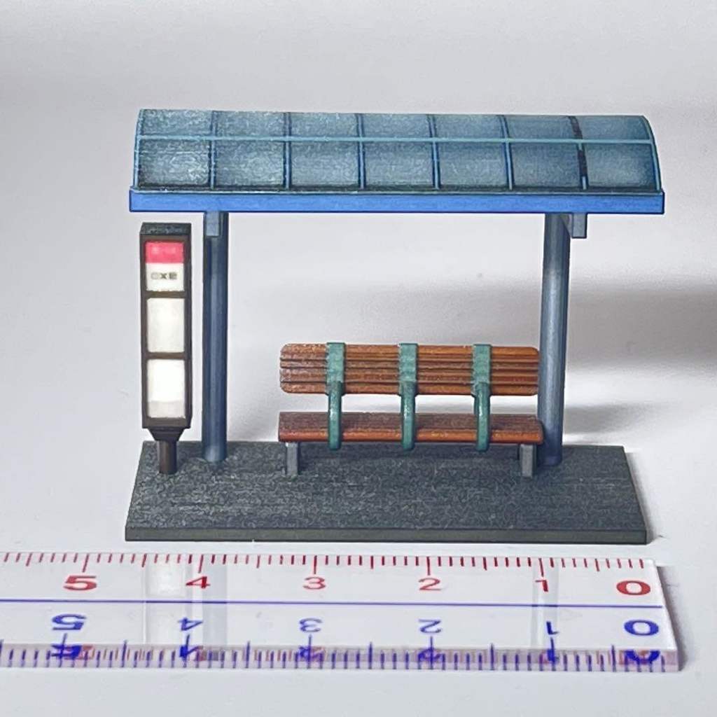 HOゲージ 1/80 バス停 ミニチュア 鉄道模型 ジオラマ レイアウト ミニチュアイメージ 3D 住宅模型 建築模型