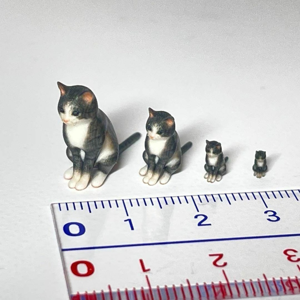 1/18 1/24 1/43 164 ミニチュア ネコ 猫 フィギュア ねこ ジオラマに ミニカーに ドールハウスに 3D ミニチュアイメージ