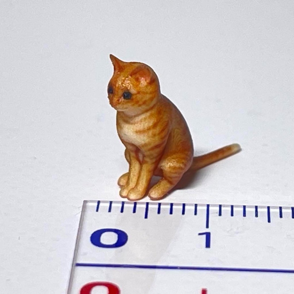 1/24 茶トラ ネコ 猫 ミニチュア フィギュア リアルフィギュア 完成品 3D ジオラマに ミニチュアイメージ