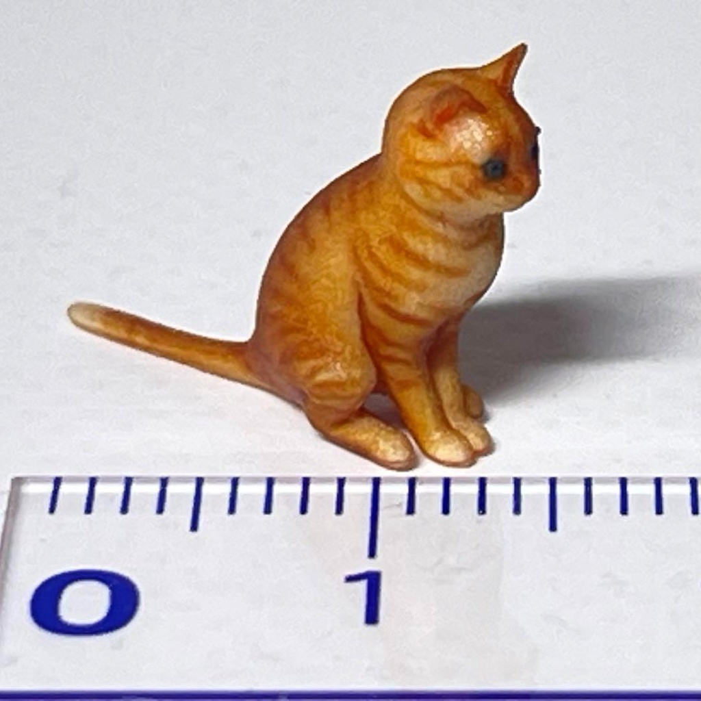 1/24 茶トラ ネコ 猫 ミニチュア フィギュア リアルフィギュア 完成品 3D ジオラマに ミニチュアイメージ
