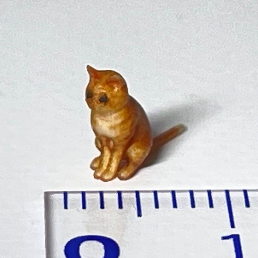 1/43 茶トラ 猫 ネコ フィギュア リアルフィギュア 完成品 3D ジオラマに ミニカーに