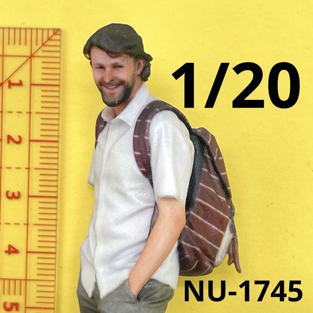 1/20 NU-1745 ヌミック フィギュア 男性 リュック 3D 完成品 リアルフィギュア ミニチュアイメージ ミニカーに ジオラマに
