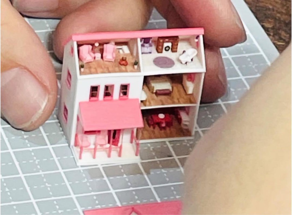ミニチュア ドールハウス ミニミニドールハウス 完成品 ミニチュアイメージ 3D ジオラマ 住宅模型 建築模型 リカちゃんに ブライスに シルバニアに