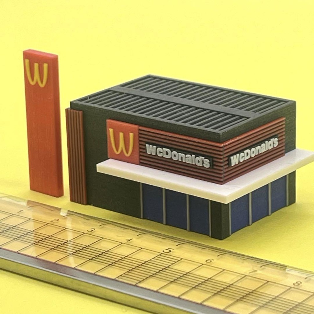 Zゲージ 1/220 ミニチュア ハンバーガーショップ 建物 住宅模型 3D 完成品 鉄道模型 ミニチュアイメージ ジオラマ レイアウト