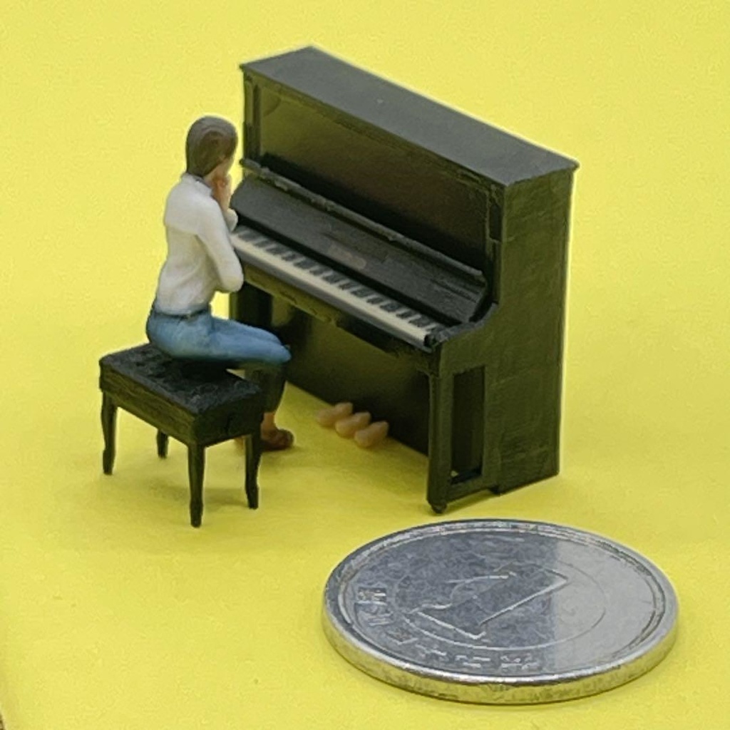 1/64 ピアノ 椅子付き ミニチュア フィギュアに アップライト ジオラマ 住宅模型 完成品 ドールハウスに ミニチュアイメージ