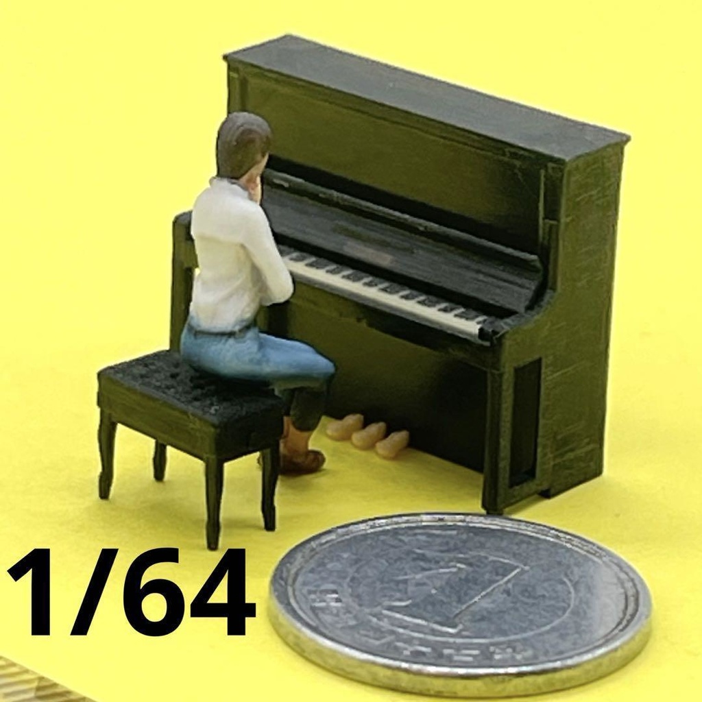 1/64 ピアノ 椅子付き ミニチュア フィギュアに アップライト ジオラマ 住宅模型 完成品 ドールハウスに ミニチュアイメージ