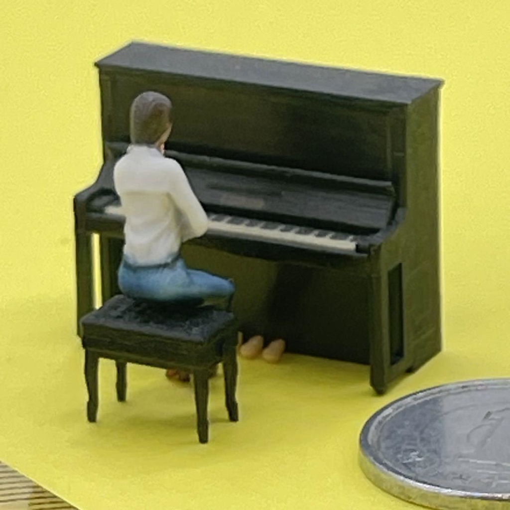 1/64 ピアノ 椅子付き ミニチュア フィギュアに アップライト ジオラマ 住宅模型 完成品 ドールハウスに ミニチュアイメージ