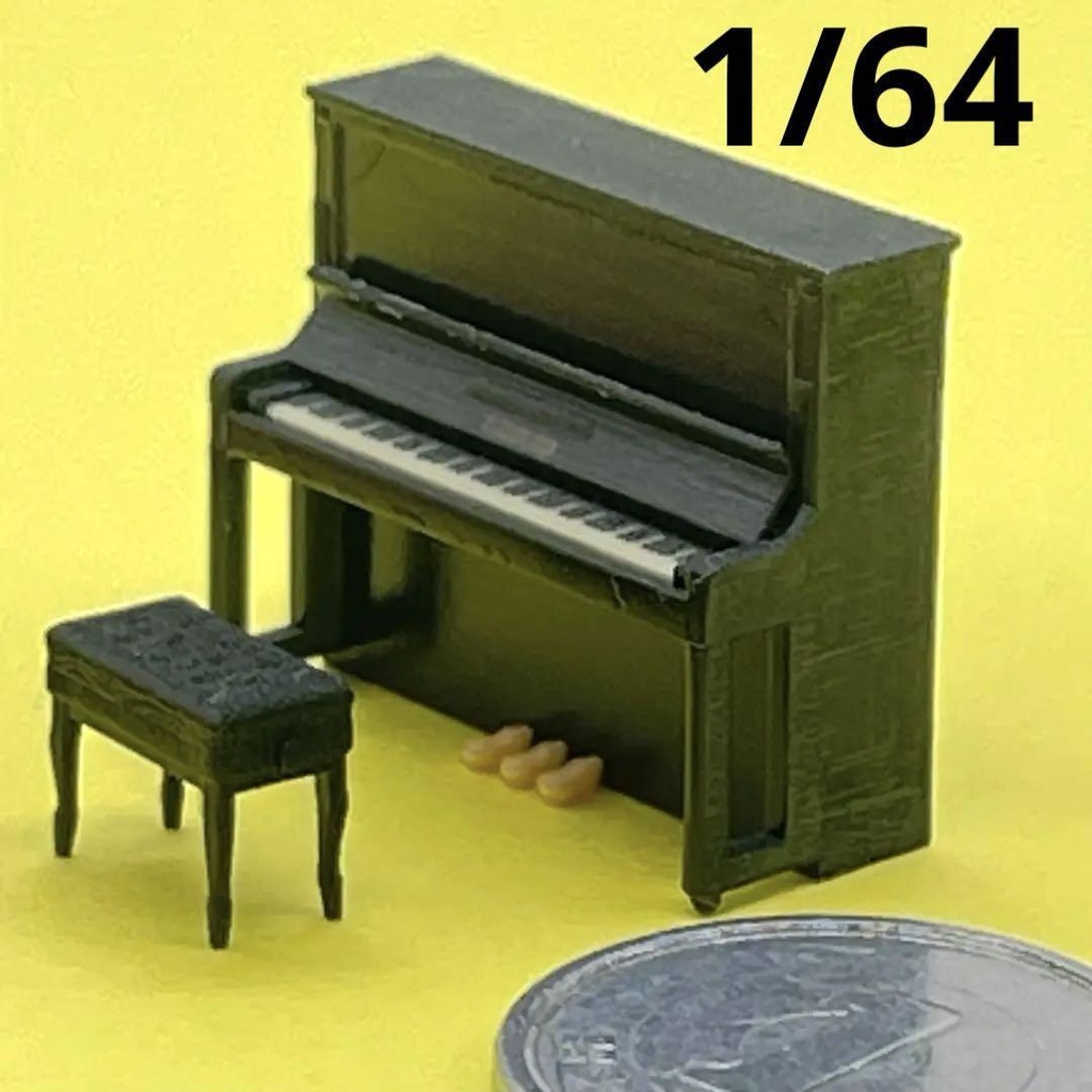 1/64 ピアノ 椅子付き ミニチュア フィギュアに アップライト ジオラマ 住宅模型 完成品 ドールハウスに ミニチュアイメージ